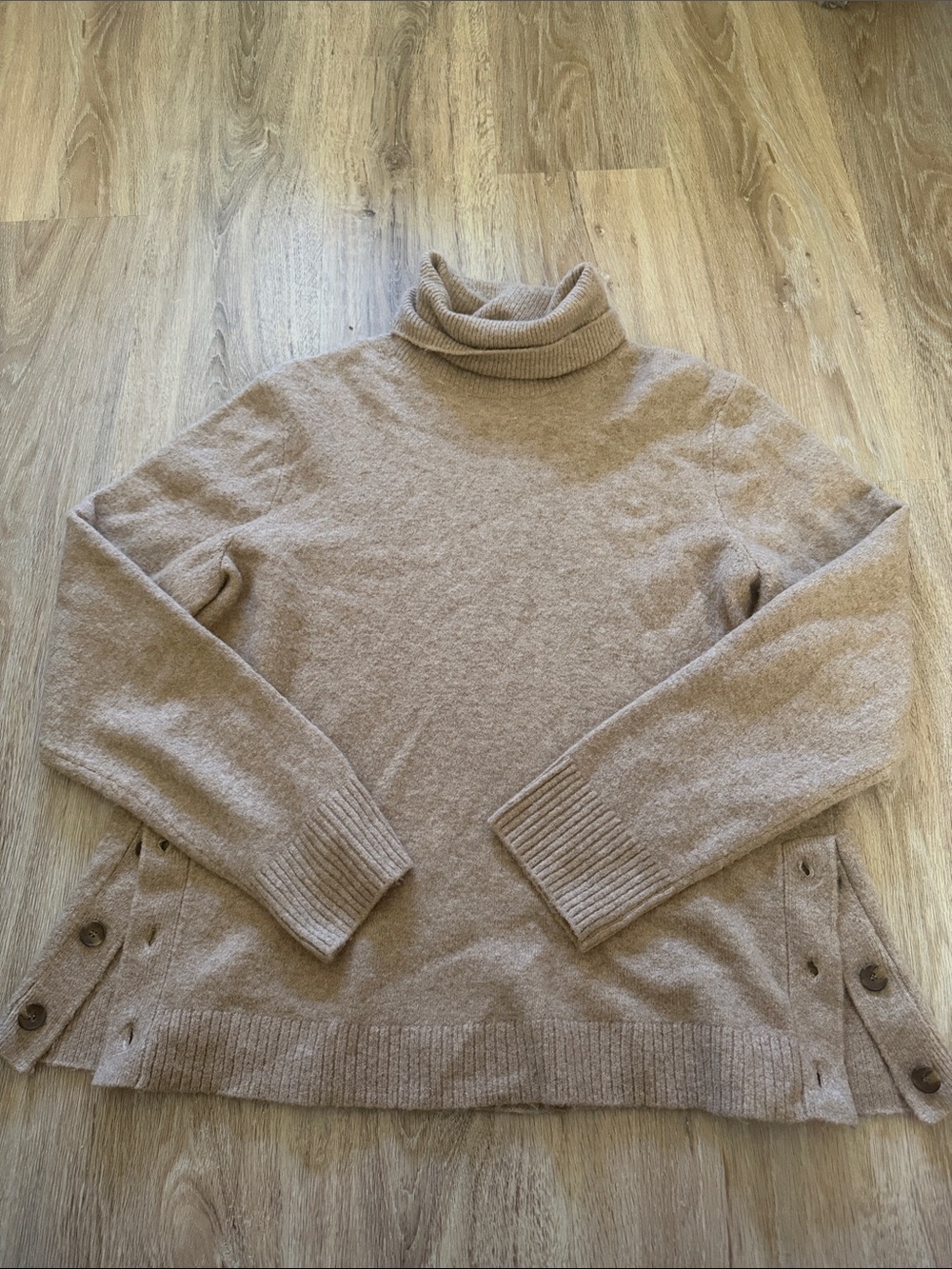 J. Crew Beige Side-Button Turtleneck Sweater